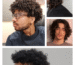Collage de fotos de cortes de cabello rizado para hombres